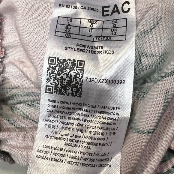 Guess High Waisted Wide Leg Belted Palazzo Pants Pink Floral Print Size Large - Picture 12 of 13